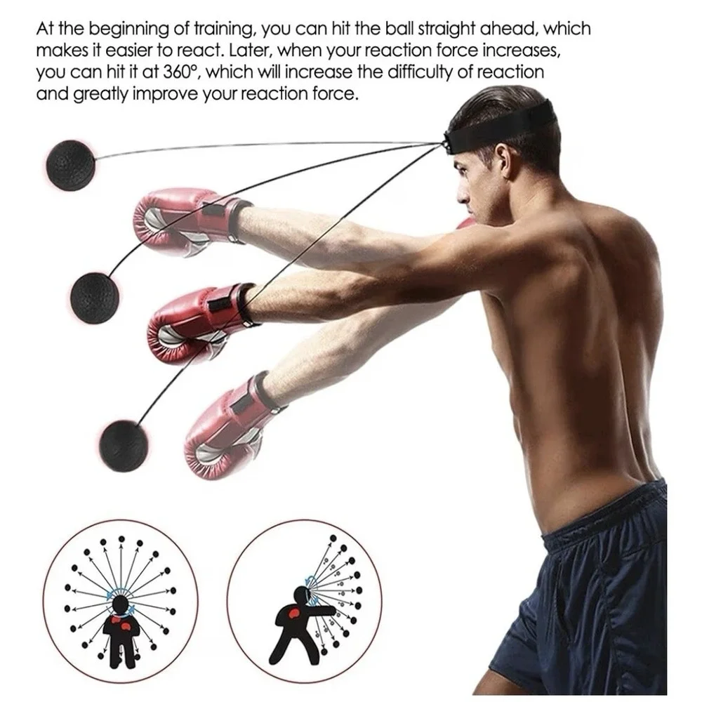Boxing‎ Speed Ball Set Of 2 Elastic Headband & Black Ball Headband Style Fitness
